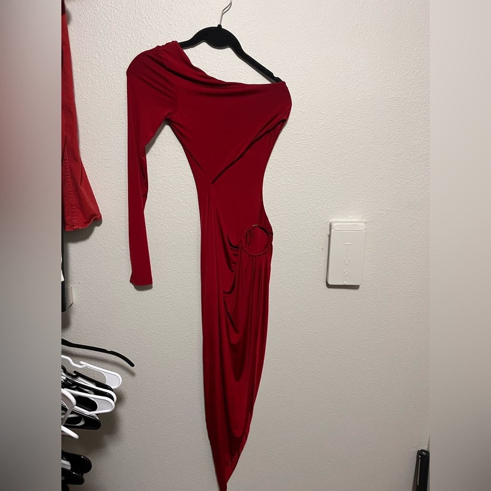 Asymmetrical red dress